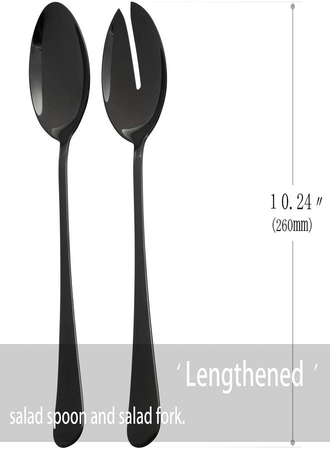culterman Black Serving utensils set. Stainless Steel Hostess Flatware Sets 7-Piece Includes Silverware Large Salad Spoons,Forks,knifes.Dishwasher Safe. - Image 2